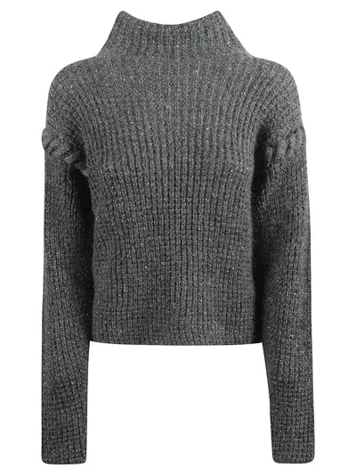 Genny Rib Knit Sweater In Grey