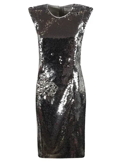 Genny Sequin-coated Sleeveless Dress In Silver