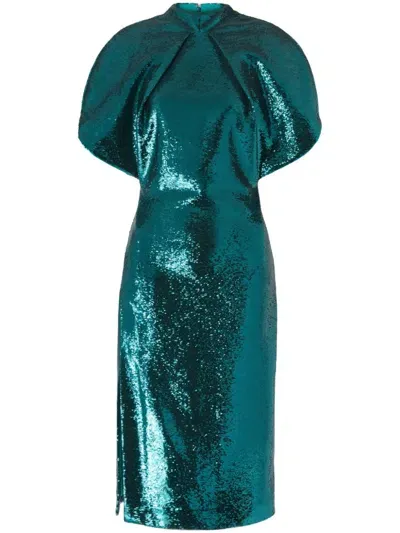 Genny Sequin-embellished Midi Dress In Green