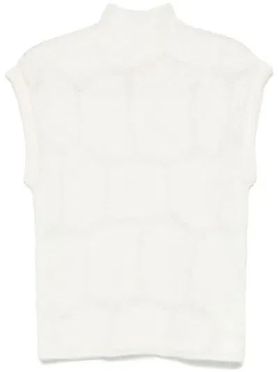 Genny Short-sleeve Knitted Top In Neutrals