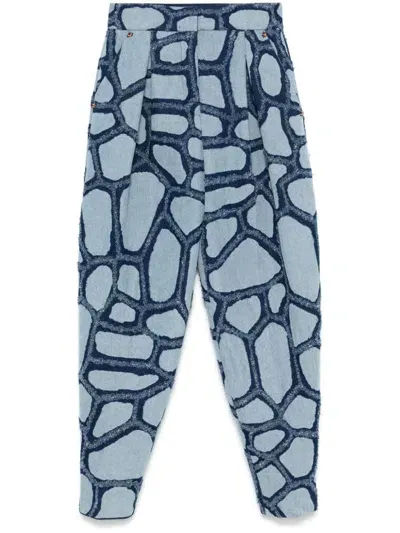 Genny Turtle-pattern Jeans In Blue