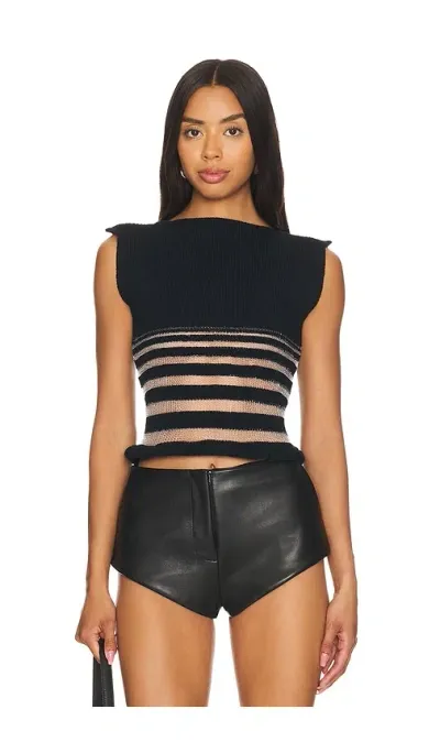 George Trochopoulos Half Stripe Top In Black