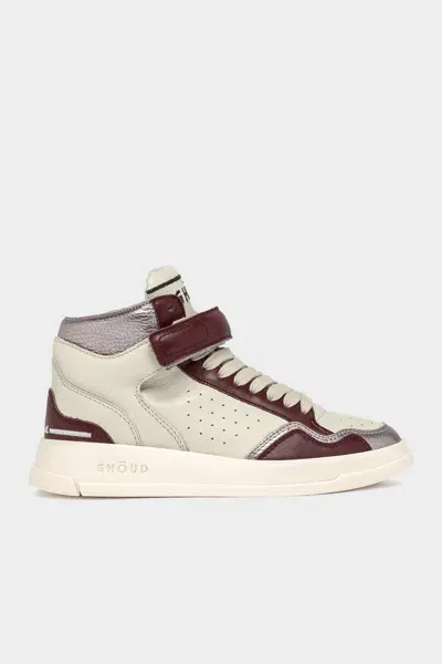 Ghoud Tweener High Leather Sneakers In Burgundy In White