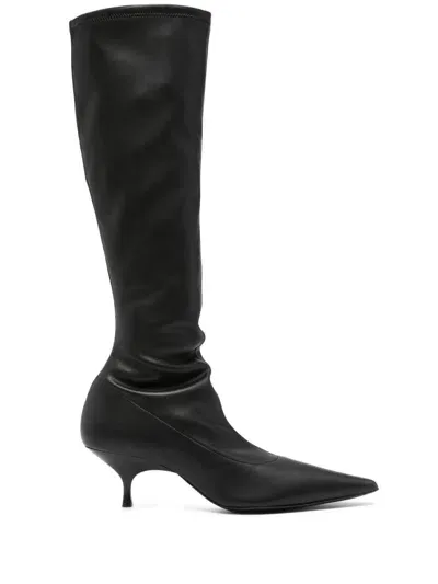 Gia Borghini 50mm Hera Faux Leather Tall Boots In Black