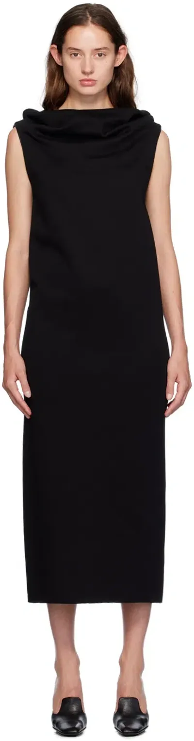 Gia Studios Black Cowl Neck Maxi Dress