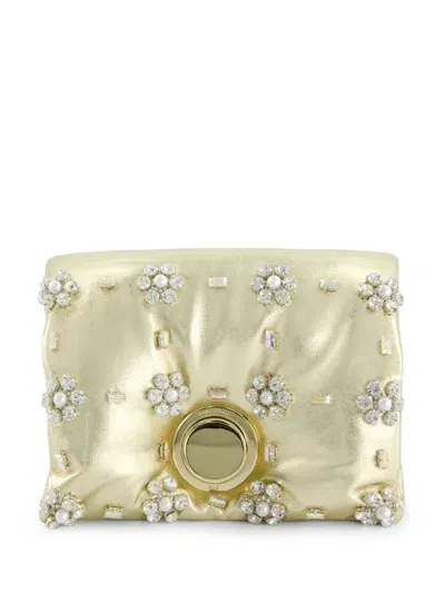 Giambattista Valli Airbag Metallic Leather Clutch Bag In Gold