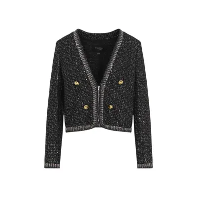 Giambattista Valli Bouclé Sequin-embellished Jacket In Black