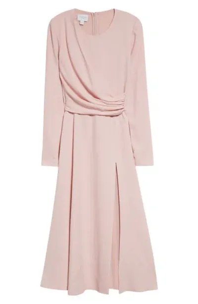 Giambattista Valli Draped Detail Long Sleeve Crepe A-line Dress In Quartz Rose