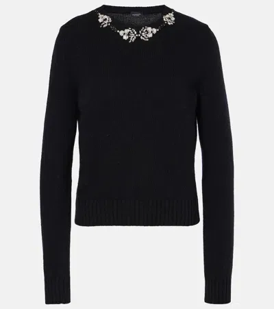 Giambattista Valli Embellished Wool Sweater In Black