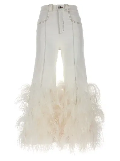 Giambattista Valli Feather Jeans In White