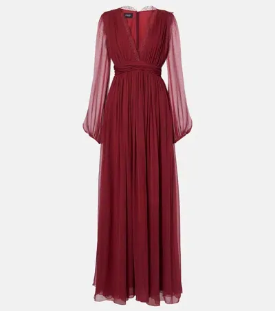 Giambattista Valli Lace-trimmed Silk Georgette Gown In Rouge/noir