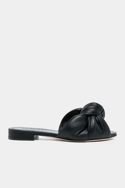 Giambattista Valli Maxi Bow Leather Flats In Black