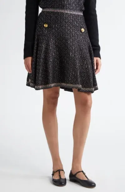 Giambattista Valli Metallic Tweed Sweater Skirt In Black