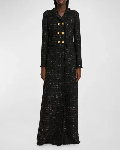 Giambattista Valli Wool Crepe Double Breast Long Coat In Black