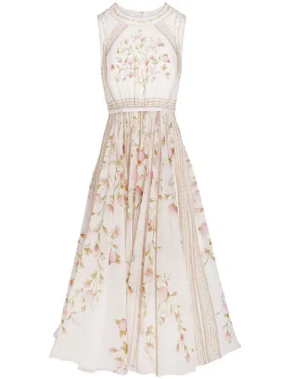 Giambattista Valli Papier Peint-print Long Dress In Neutrals