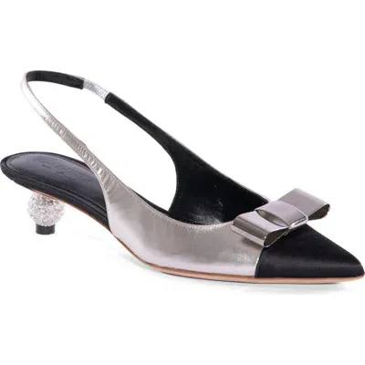 Giambattista Valli Pointed Toe Slingback Pump In Silver/silver