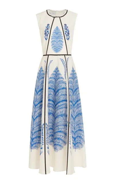 Giambattista Valli Printed Silk Poplin Midi Dress In Ivory