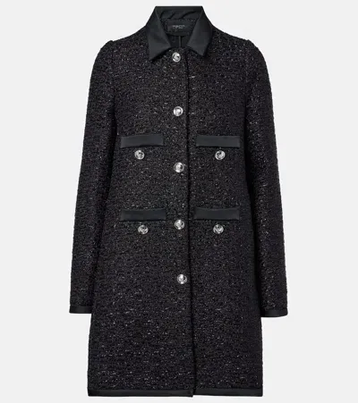 Giambattista Valli Satin-trimmed Bouclé Coat In Black