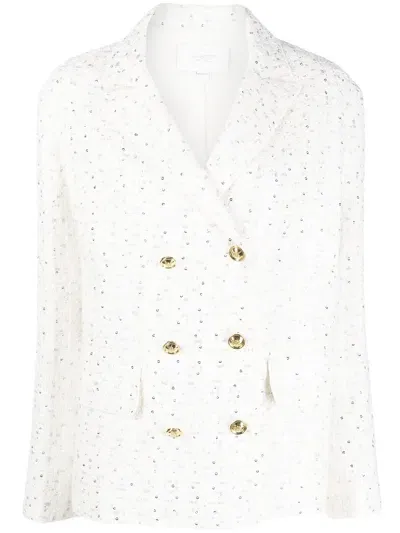 Giambattista Valli Sequin Double-breasted Blazer In Nude