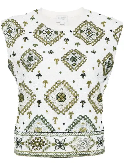 Giambattista Valli Sequin-embelished Tank Top In Neutrals