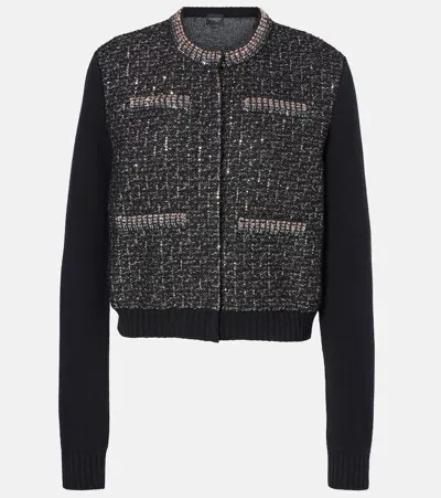 Giambattista Valli Sequined Wool Cardigan In Black/silver