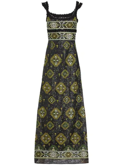 Giambattista Valli Tapisserie-print Sequinned Maxi Dress In Black