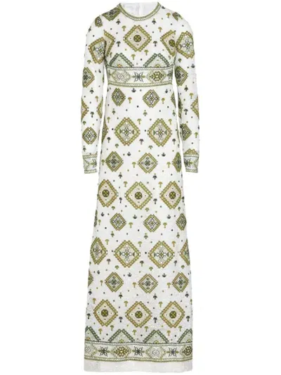 Giambattista Valli Tapisserie-print Sequinned Maxi Dress In White