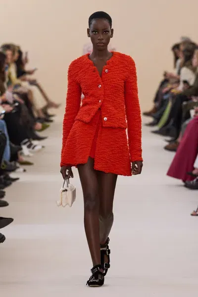 Giambattista Valli Textured Bouclé Jacket With Mini Skirt (it 44) In Red