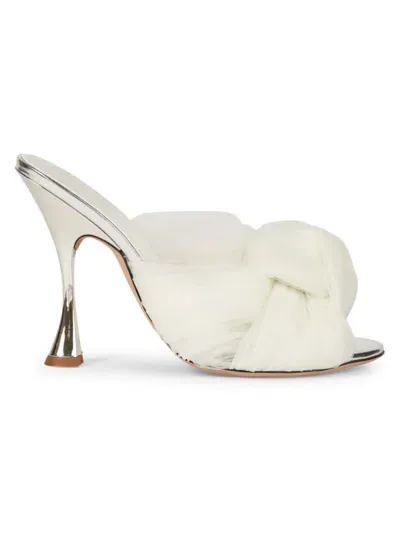 Giambattista Valli Maxi Tulle Mirror Mule Sandals In Ivory