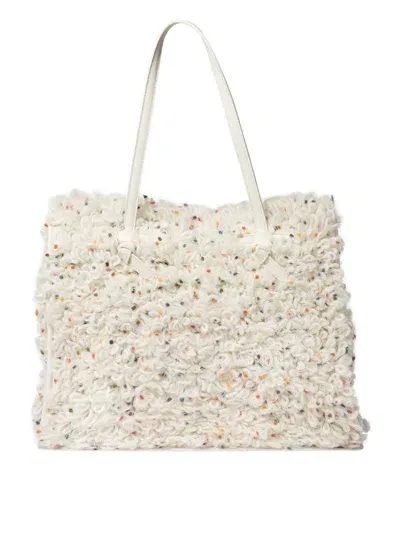 Gianni Chiarini Marcella Woven Cotton Shopping Bag In White