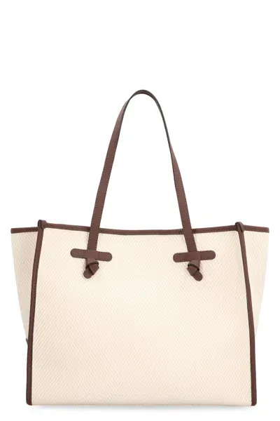 Gianni Chiarini Marcella Herringbone Fabric Tote In Panna