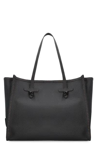 Gianni Chiarini Shopping Bag In Double Bubble Leather In Black