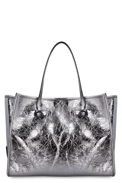 Gianni Chiarini Marcella Smooth Leather Tote Bag In Silver