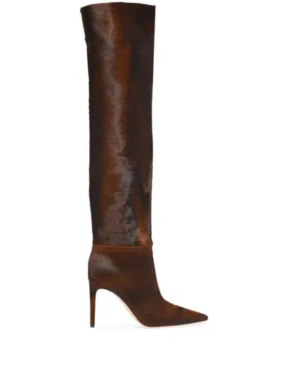 Gianvito Rossi 100mm Leather Boots In Brown