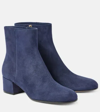 Gianvito Rossi 45 Suede Ankle Boots In Blue