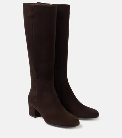 Gianvito Rossi 45 Suede Knee-high Boots In Brown