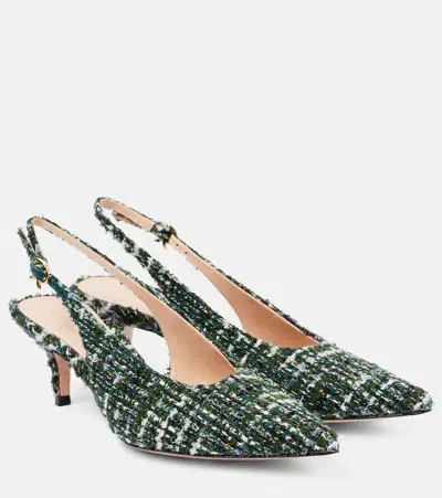 Gianvito Rossi 55 Bouclé Slingback Pumps In Green