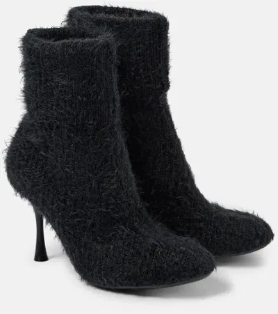 Gianvito Rossi 85 Knitted Bootie In Black