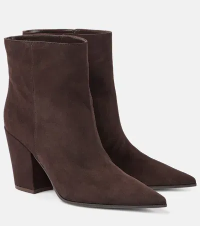 Gianvito Rossi Ankle Boots 85 Aus Veloursleder In Beige