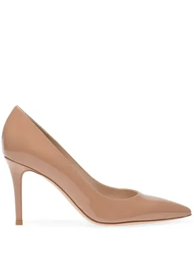 Gianvito Rossi Beige Slip On Pumps In Pink