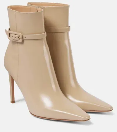 Gianvito Rossi 95 Patent Leather Ankle Boots In Brown