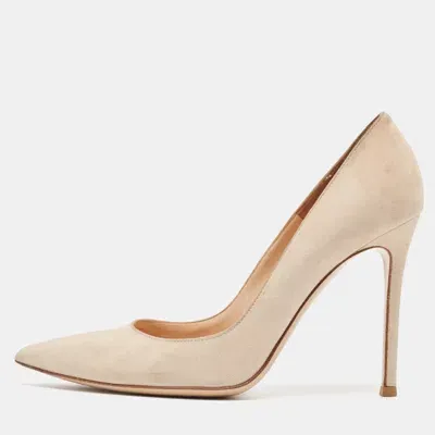 Pre-owned Gianvito Rossi Beige Suede Pointed Toe Pumps Size 37.5