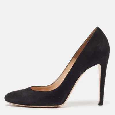 Pre-owned Gianvito Rossi Black Suede Roma Pumps Size 39.5