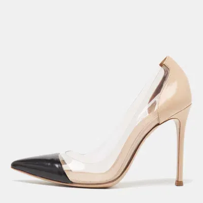 Pre-owned Gianvito Rossi Black/beige Leather And Pvc Plexi Pumps Size 36