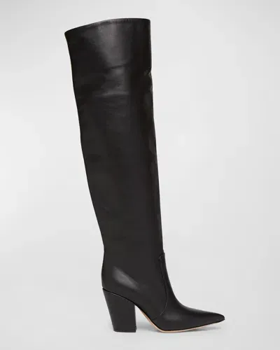 Gianvito Rossi Calfskin Leather Over-the-knee Boots In Black