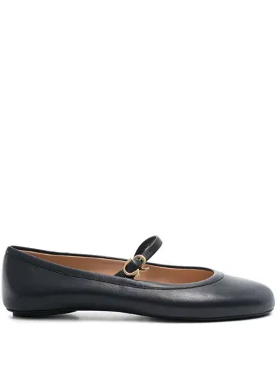 Gianvito Rossi Leather Mary Jane Ballet Flats In Black