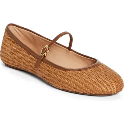 Gianvito Rossi Raffia Mary Jane Ballerina Flats In Cuoio