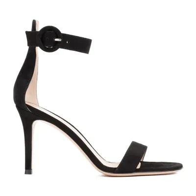 Gianvito Rossi Portofino 70 Suede Sandals In Black