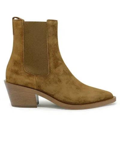 Gianvito Rossi G72901.45cuo.castexa Camel Suede Leather Boots In Gold