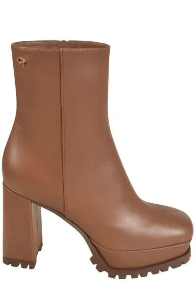 Gianvito Rossi Harlem Square Toe Ankle Boots In Brown